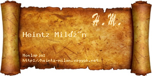 Heintz Milán névjegykártya