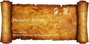 Heintz Milán névjegykártya